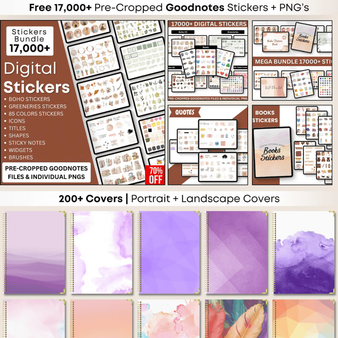 All-in-One Digital Planner 2025, 2026, Undated Digital Planner