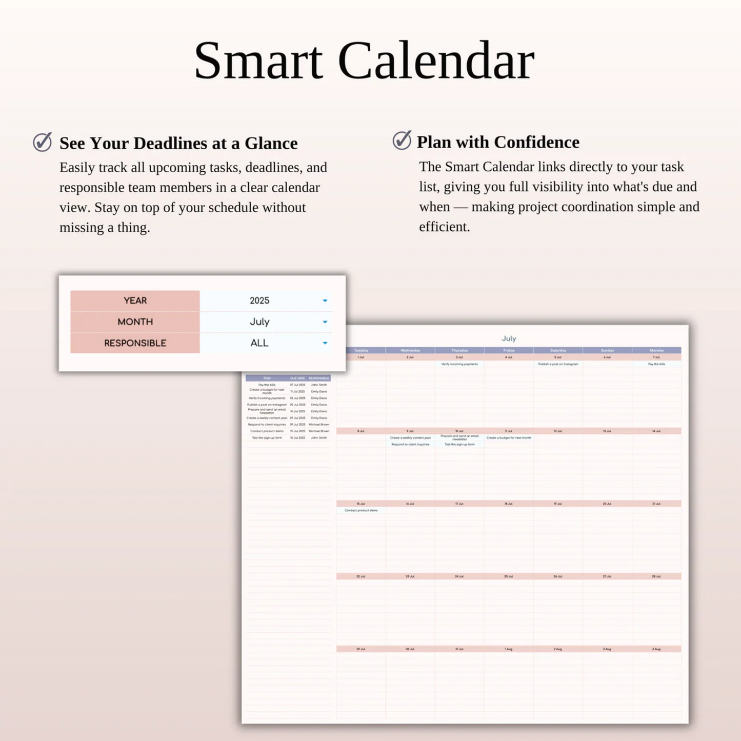 Task Tracker Template Spreadsheet for Google Sheets & Excel