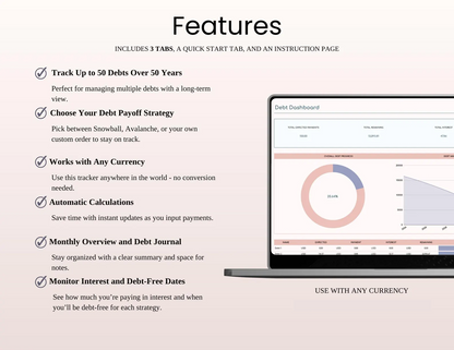 Debt Payoff Tracker Dashboard | Excel & Google Sheets