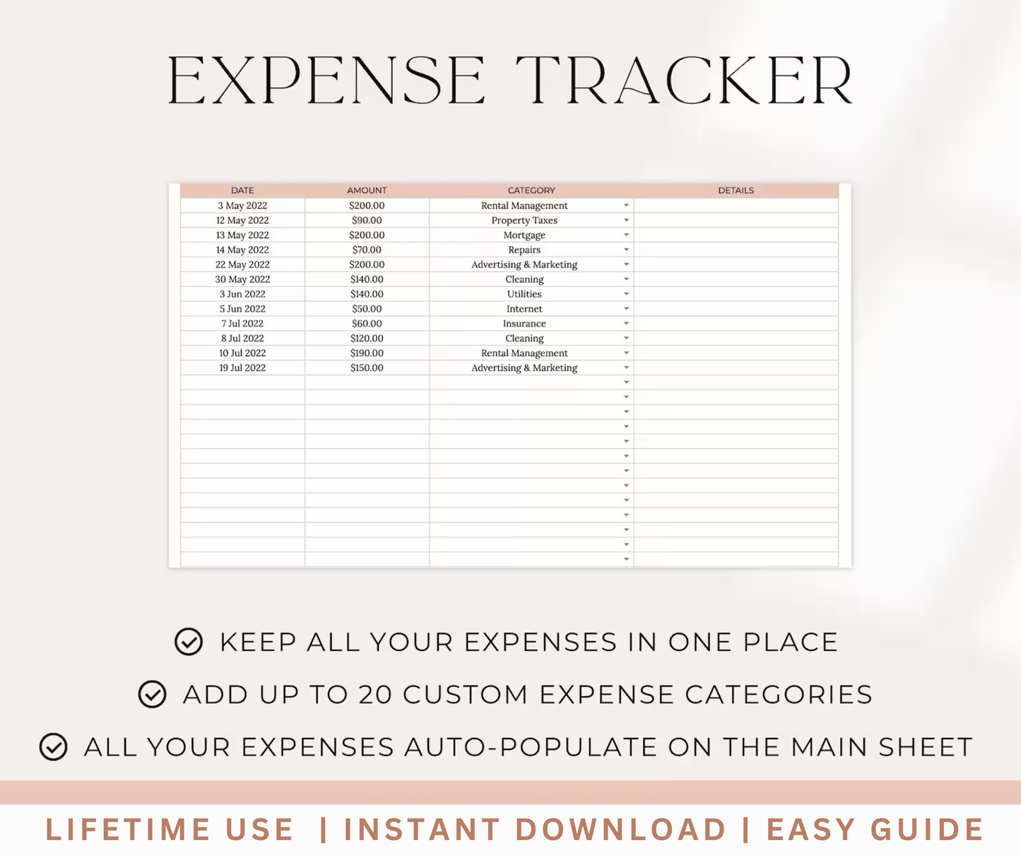 Rental/Airbnb Income and Expense Tracker