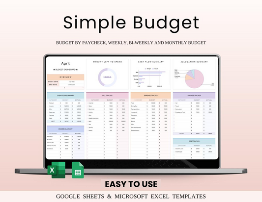 Simple Budget Tracker – Rainbow Theme | Excel & Google Sheets | Colorful One-Tab Budget Spreadsheet