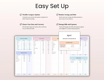 Simple Budget Tracker – Rainbow Theme | Excel & Google Sheets | Colorful One-Tab Budget Spreadsheet