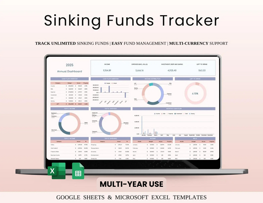 Sinking Funds Tracker – Google Sheets & Excel | Budget & Savings Planner | Cash Envelope Digital Template