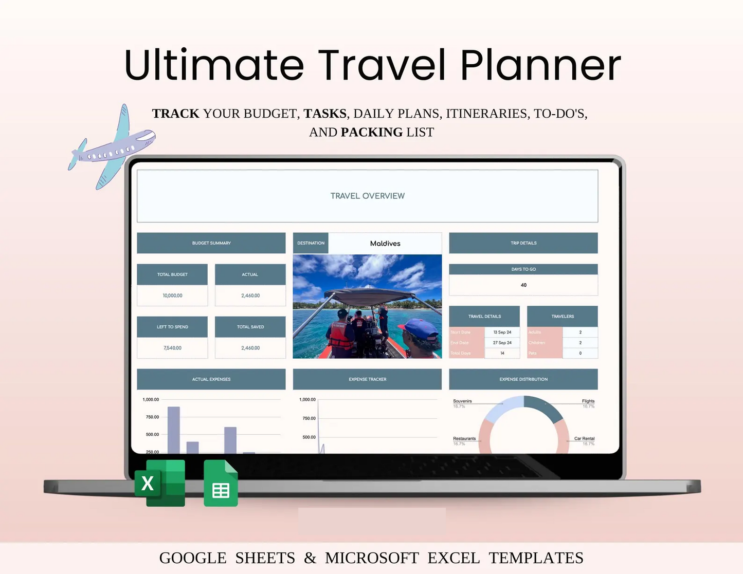 Ultimate Travel Planner Spreadsheet Template for Google Sheets and Excel