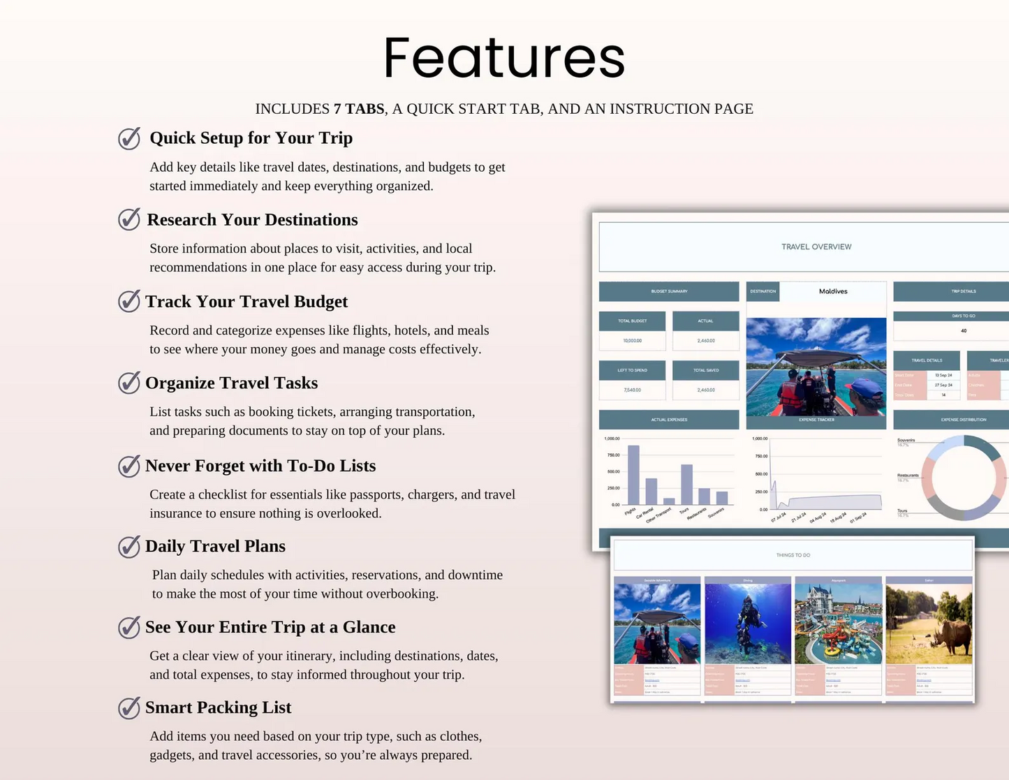 Ultimate Travel Planner Spreadsheet Template for Google Sheets and Excel
