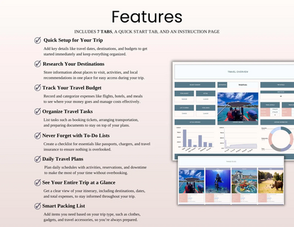 Ultimate Travel Planner Spreadsheet Template for Google Sheets and Excel
