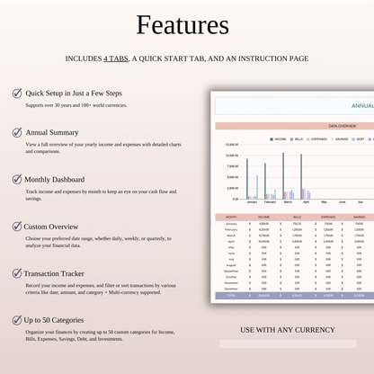 Income and Expense Tracker Template for Google Sheets & Excel