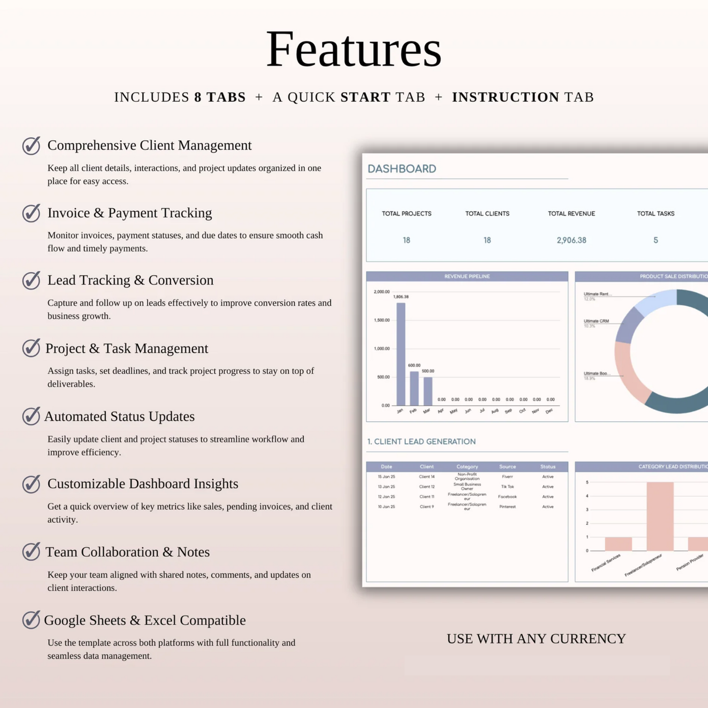 Premium CRM Template for Excel and Google Sheets
