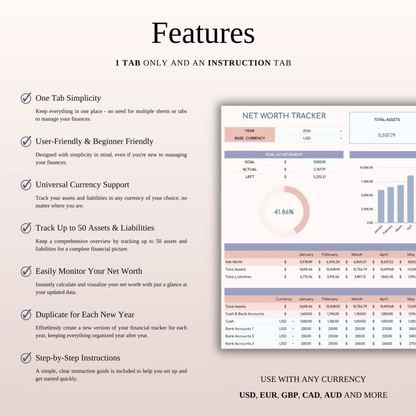 Net Worth Tracker Spreadsheet for Google Sheets and Excel