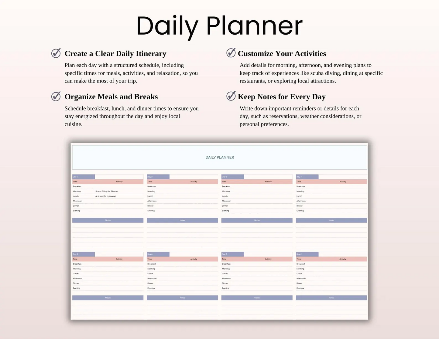 Ultimate Travel Planner Spreadsheet Template for Google Sheets and Excel