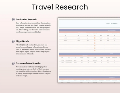 Ultimate Travel Planner Spreadsheet Template for Google Sheets and Excel