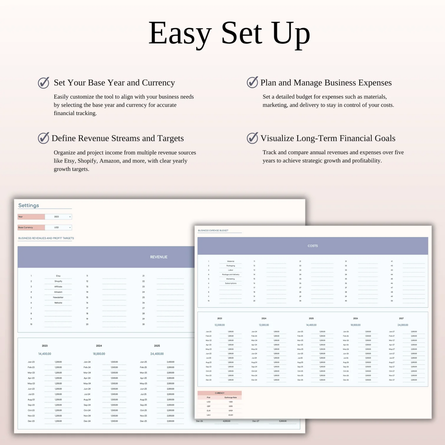 Easy Bookkeeping Spreadsheet Template for Excel & Google Sheets