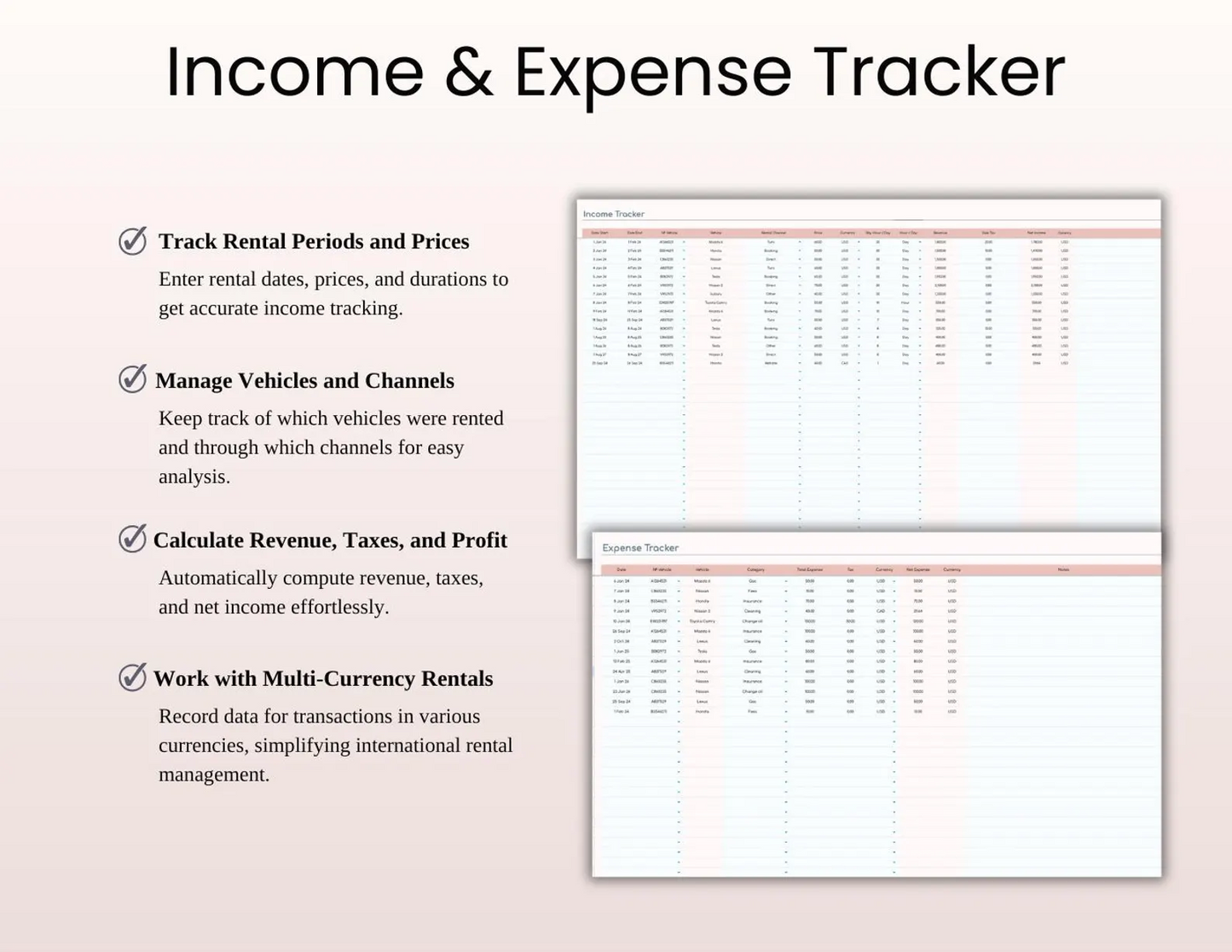 Car Rental Booking Tracker Spreadsheet – Excel & Google Sheets