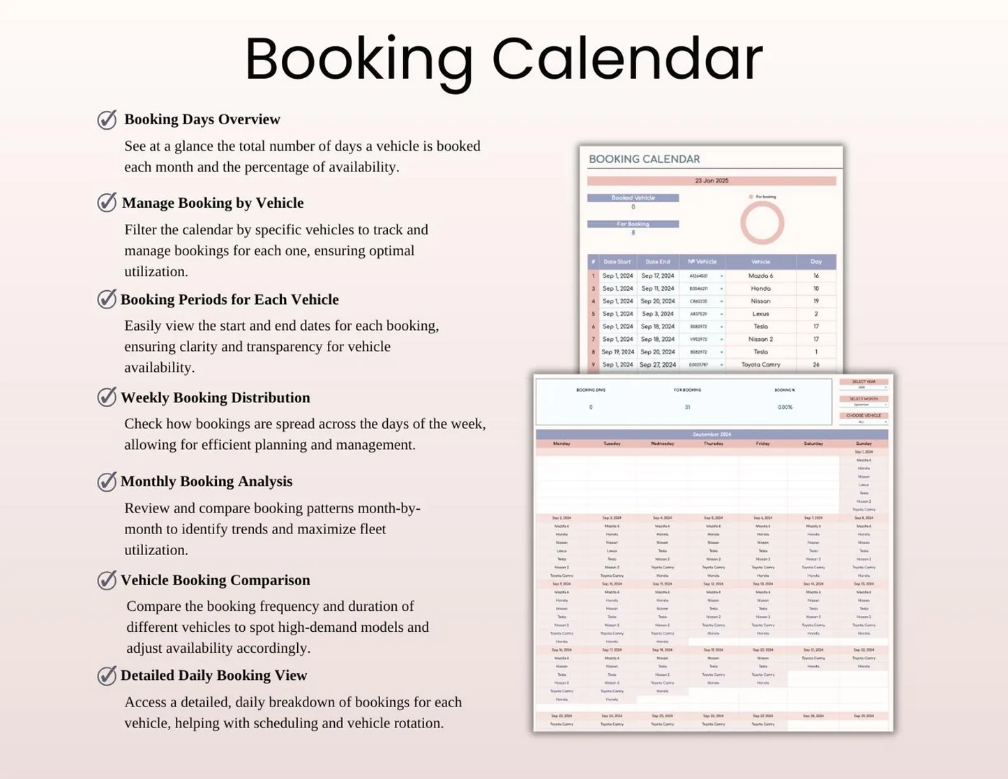 Car Rental Booking Tracker Spreadsheet – Excel & Google Sheets