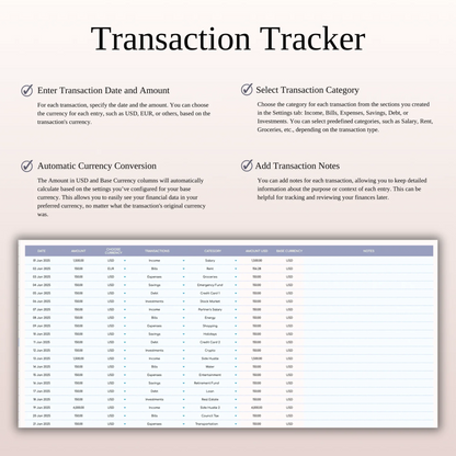 Income and Expense Tracker Template for Google Sheets & Excel