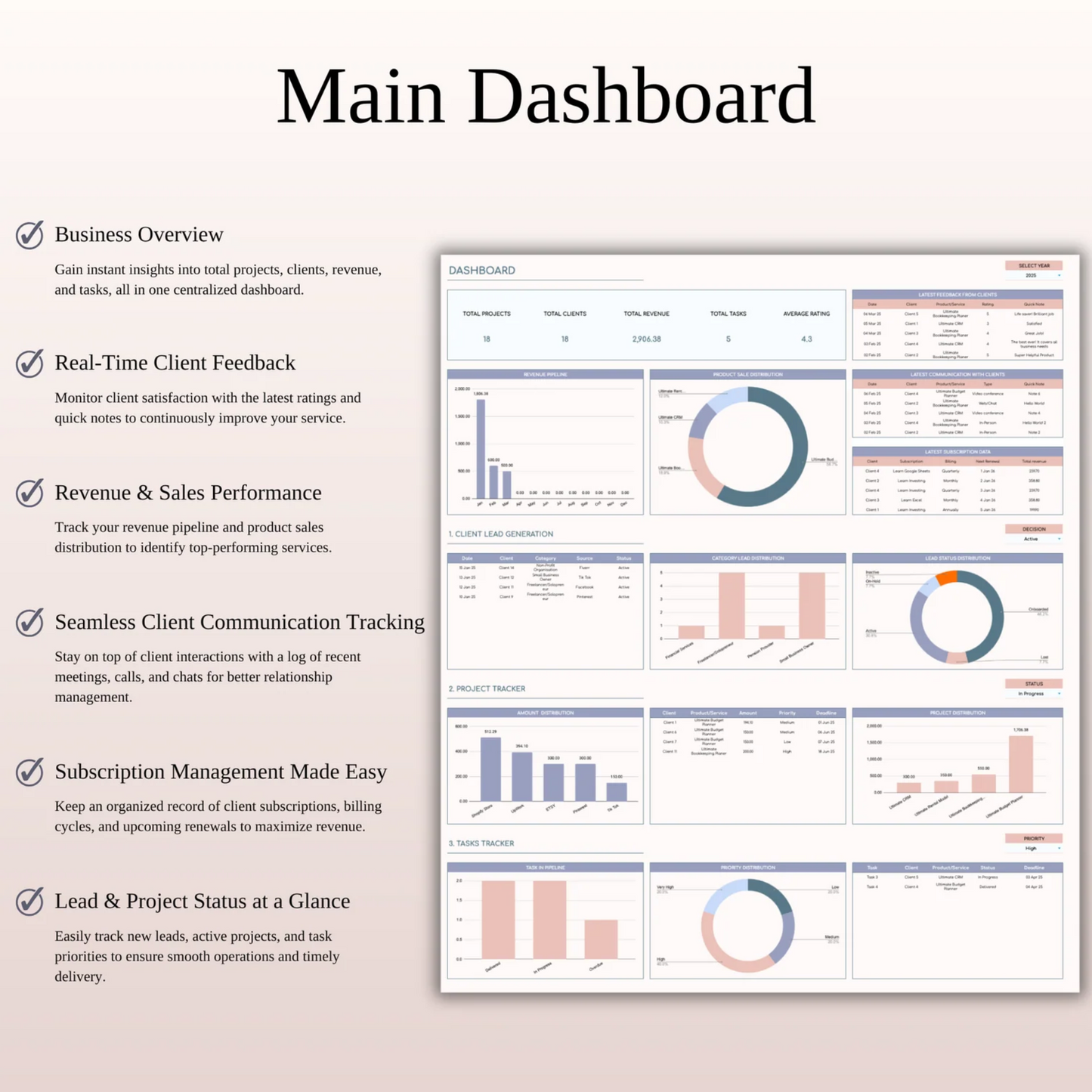 Premium CRM Template for Excel and Google Sheets