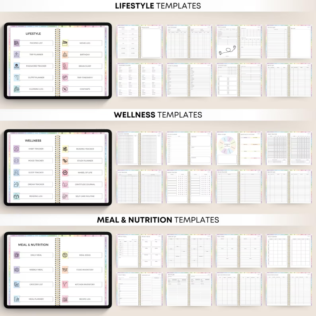 All-in-One Digital Planner 2024, 2025, 2026, Undated Digital Planner, Digital Journal, Digital Goodnotes Template, Notability, Daily Planner