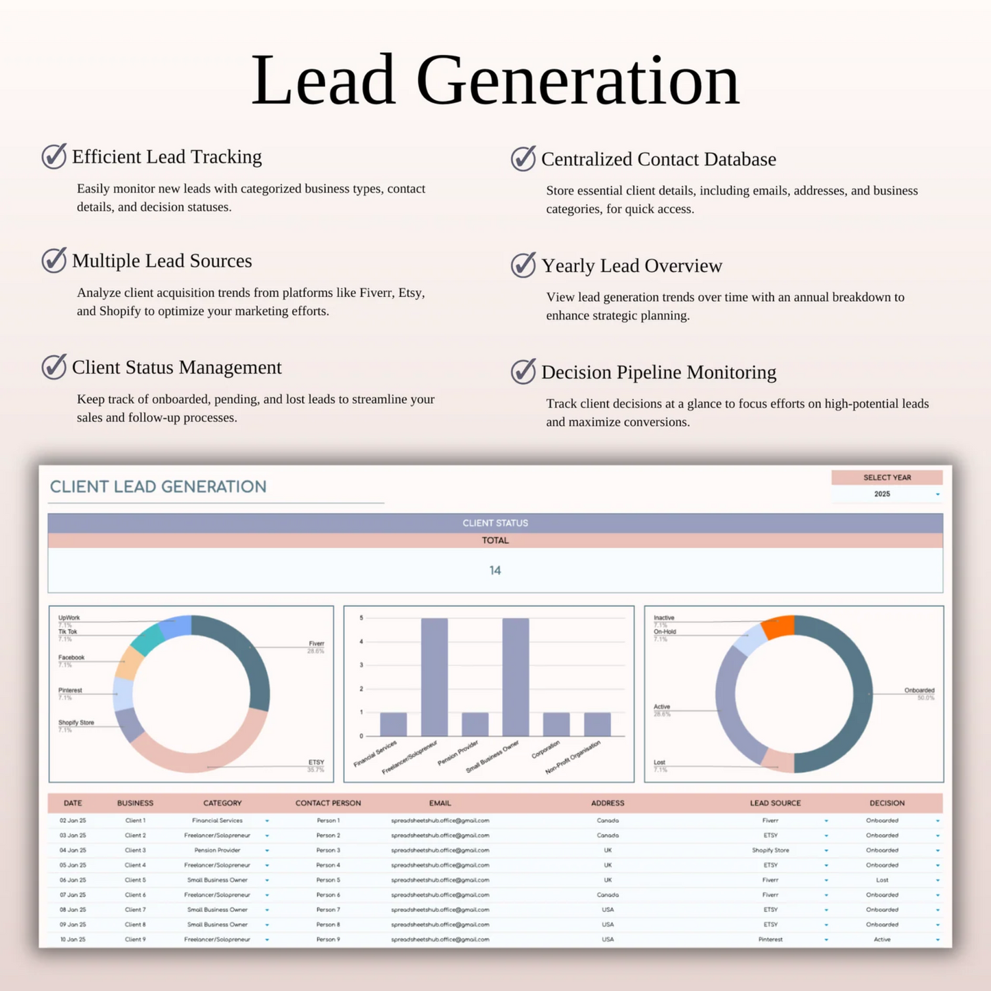 Premium CRM Template for Excel and Google Sheets