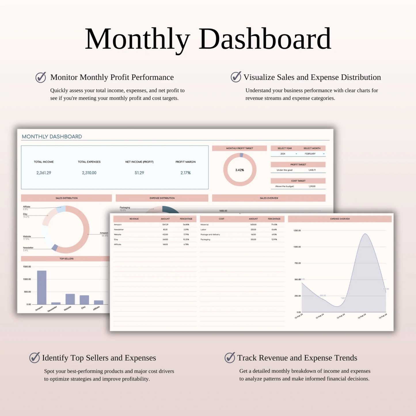 Easy Bookkeeping Spreadsheet Template for Excel & Google Sheets
