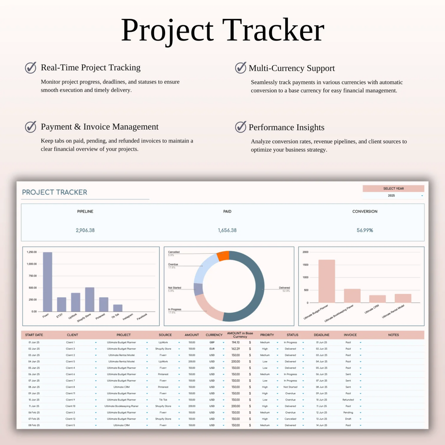 Premium CRM Template for Excel and Google Sheets