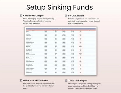 Sinking Funds Tracker – Google Sheets & Excel | Budget & Savings Planner | Cash Envelope Digital Template