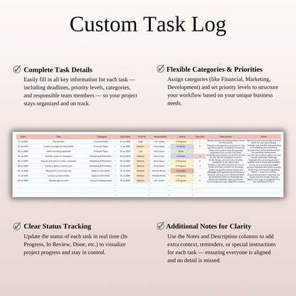 Task Tracker Template Spreadsheet for Google Sheets & Excel