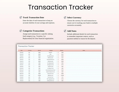 Sinking Funds Tracker – Google Sheets & Excel | Budget & Savings Planner | Cash Envelope Digital Template