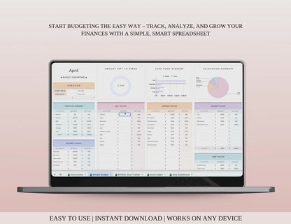 Simple Budget Tracker – Rainbow Theme | Excel & Google Sheets | Colorful One-Tab Budget Spreadsheet