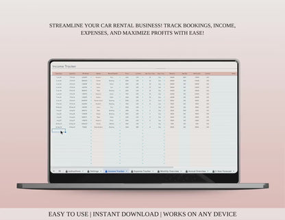 Car Rental Booking Tracker Spreadsheet – Excel & Google Sheets