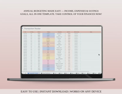 Ultimate Annual Budget Spreadsheet | Google Sheets & Excel | Yearly Finance & Expense Tracker